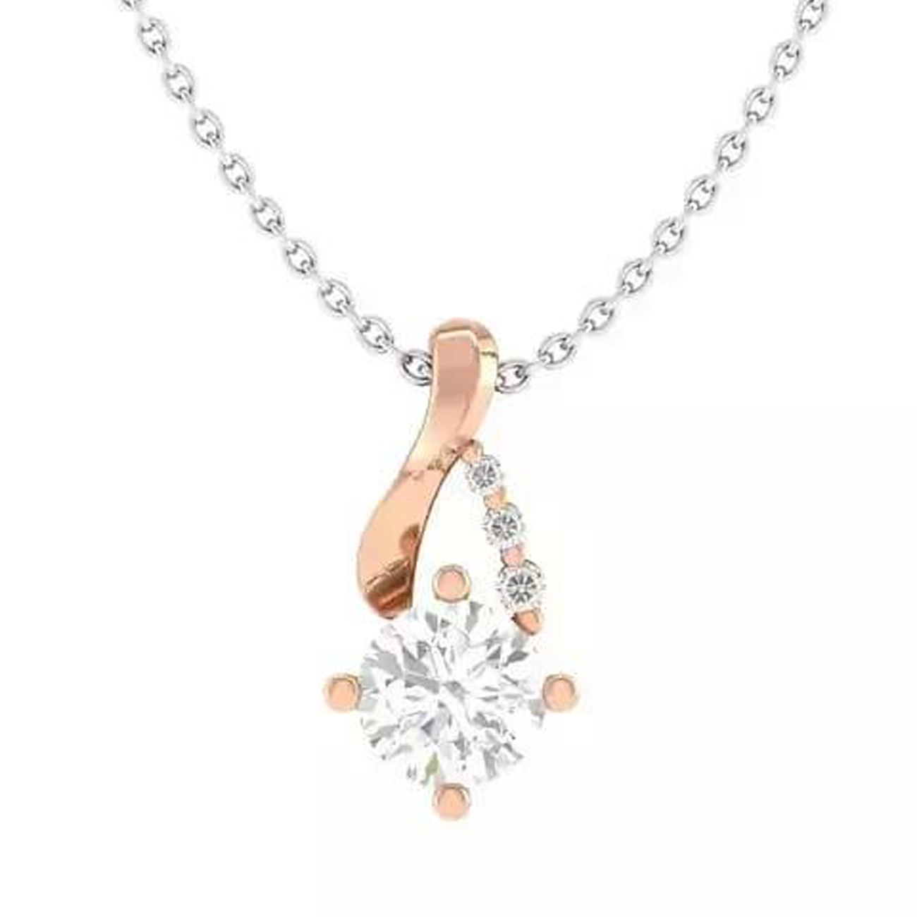 Rose Wave Solitaire Pendant